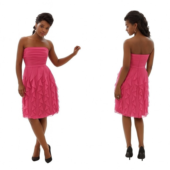 After Six Women's Pink Ruffle Cocktail Dress With Belt - Size 12‎ - Picture 1 of 9